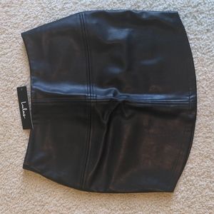 Lulu's Black Vegan Leather Mini Skirt